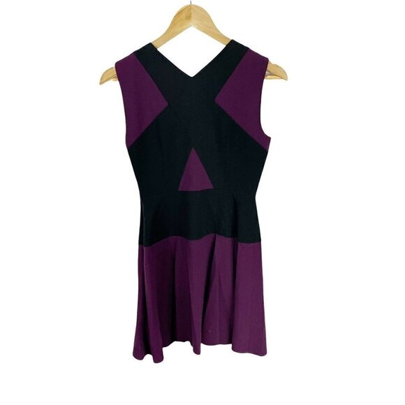 BCBGMaxAzria Aloissa Purple Color Block Sleeveless A-line Dress Sz 0 NEW - Picture 4 of 7